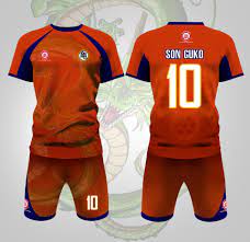 This jersey features details inspired by the legendary anime, including fly nimbus lettering on the front, and goku embroidered above his kanji character on the back. Dragon Ball Z Themed Soccer Uniforms 16 T Shirt Designs For A Business In United States