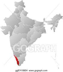 Click on the region name to get the list of its districts, cities and towns. Vector Illustration Map India Kerala Eps Clipart Gg87418804 Gograph