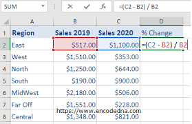 to calculate percene change in excel