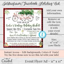 Instagram Holiday Event Ad Square Instagram Graphic Vendor Flyer Holiday Ad Diy Template Marketing Editable Vendor Flyers Bicycle