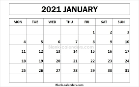 You can download our blank january 2021 calendar for free by clicking below. Printable January 2021 Calendar Monday Start In 2021 Printable Calendar Template Monthly Calendar Printable Calendar Printables