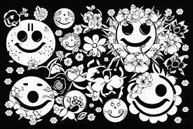 flower with a smiley face tattoo idea