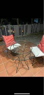 Round Glass Black Iron Table Furniture