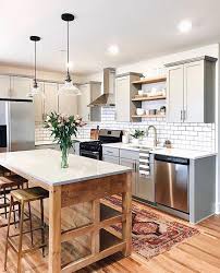 Howdens in 2020 wood kitchen cabinets grey gloss kitchen grey. Natural Wood Island With Seating On One Side Shelf Space On The Other Side Boho Living Room Decor Kitchen Remodel Kitchen Inspirations Kitchen Design