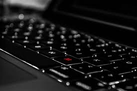 close up of black laptop computer hd