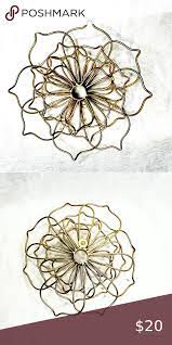 Gold Wire Metal Lotus Flower Wall Art