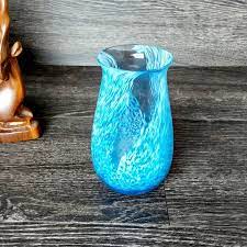 Vintage Glass Caithness Vase Blue Swirl