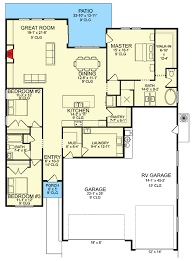one level home plan with rv garage and