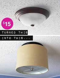 Upgrade Your Home For Less Who Knew That 15 Could Make Such A Difference Transform A Basic Light To A Drum Shade L Diy Light Fixtures Diy Ceiling Drum Shade