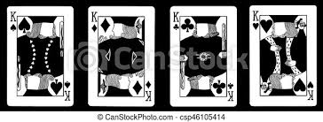 The discs go to the bottom of the grid, occupying the next available space within the column. 4 Kings In A Row Playing Cards Isolated On Black Canstock