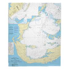 Grassy Bay And Great Sound Bermuda Nautical Chart Throw Blanket