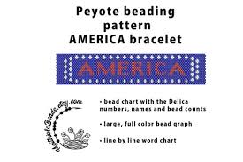 America Bracelet Peyote Beading Pdf Pattern Bead Chart Large Bead Graph Word Chart Forth Of July Cuff 4th American Flag Memorial Day