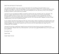 Academic Recommendation Letter Example Letter Samples Templates
