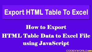 export html table data to excel using