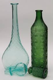 70s Vintage Colored Glass Decanters