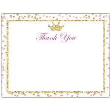 Pink Gold Princess Thank You Note