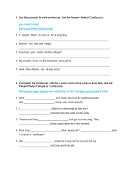 Complete The Sentences Using The Prompts In Brackets - Grammar - tenses worksheet
