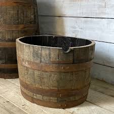 Solid Oak Half Barrel Planter Whisky