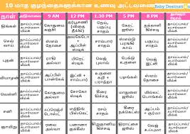 10 month baby food chart in tamil