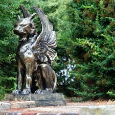 Winged Lion Mythical Sculpture Cat
