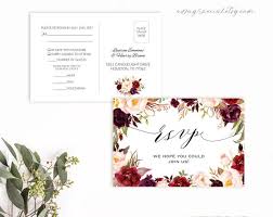 Burgundy Floral Rsvp Postcard Template Printable Double