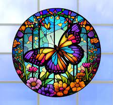 Faux Stained Glass Erfly Window