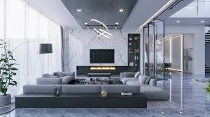 luxury living room design with pendant