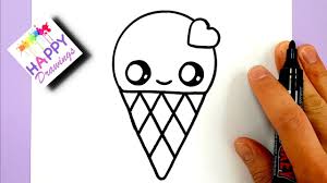 How To Draw A Cute Ice Cream With A Love Heart Cute And Easy Youtube