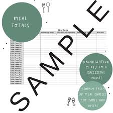 Downloadable Seating Chart Meal Tracker Spreadsheet Planning At Its Finest