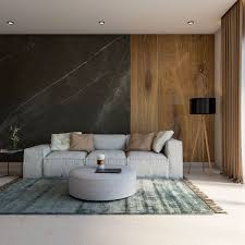Stone Wall And Wooden Paneling Livspace