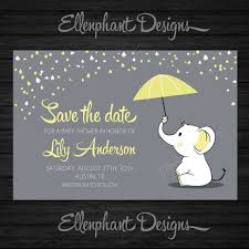 Save The Date Editable Template Yellow Elephant Baby Shower