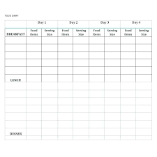 Food Printable Journal Template Weekly Record Chart Strand