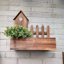 Outdoor Wooden Flower Pot Wall Hanging