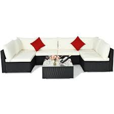 goplus sofas rattan outdoor sofa with