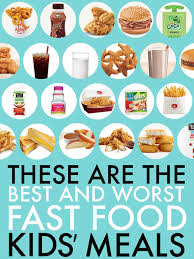 Childrens Calorie Comparing Charts Fast Food Kids Meals