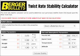 Stability Calculator Determine Optimal Barrel Twist Rate
