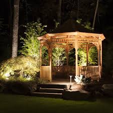 Landscape Lighting Turns This Gazebo Into A Perfect Nighttime Outdoor Living And Enter Landscape Lighting Kits Best Outdoor Lighting Modern Landscape Lighting