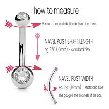 Body Jewelry Gauge Chart Actual Size Barbell Gauge Size
