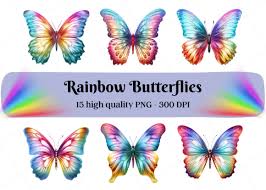 rainbow erflies clipart set5