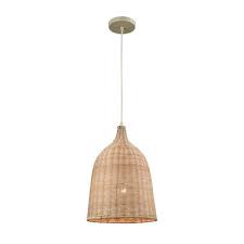 Titan Lighting Pleasant Fields 1 Light Russet Beige Hardware And Natural Wicker Shade Pendant Tn 473188 The Home Depot