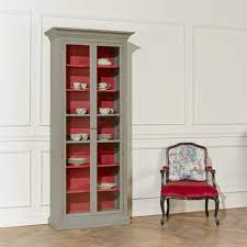 Emily Grey Bookcase Glass Door Cabinet