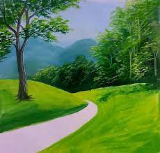 Landscape Painting By Poster Colour