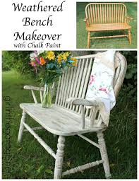 Weathered Bench Makeover With Chalk