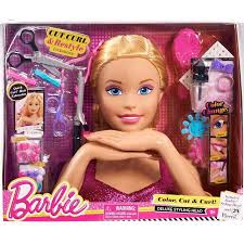 barbie color cut and curl styling head