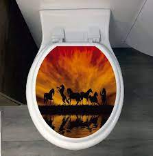 Horses Sunset Toilet Seat Sticker