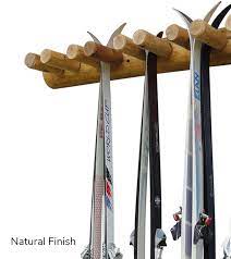 10 Place Wall Ski Rack Wood Log