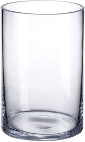 Tall Cylinder Clear Glass Vase For