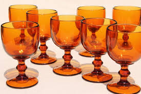 Vintage Amber Glass Wine Glasses