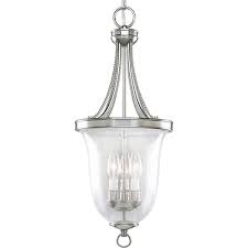 Progress Lighting Seeded Glass Collection 9 75 In 3 Light Brushed Nickel Foyer Pendant With Clear Seeded Glass P3753 09 The Home Depot