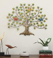 Metal Multicolour Hand Painted Tree